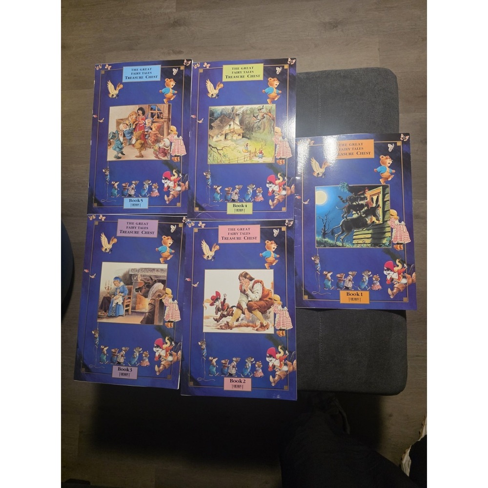 Large Books 1992 The Great Fairy Tales Treasure Chest Set of 5 w/ Folio Tormont